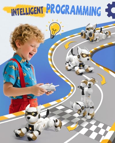 anysun Roboter Hund, Intelligenter Roboter Hund Kinder, Roboterhund Spielzeug ab 3 Jahre mit Wiederaufladbarer Batterie, Programmierbarer Roboterhund mit Sprachbefehle, Fernbedienung, Berührungssensor