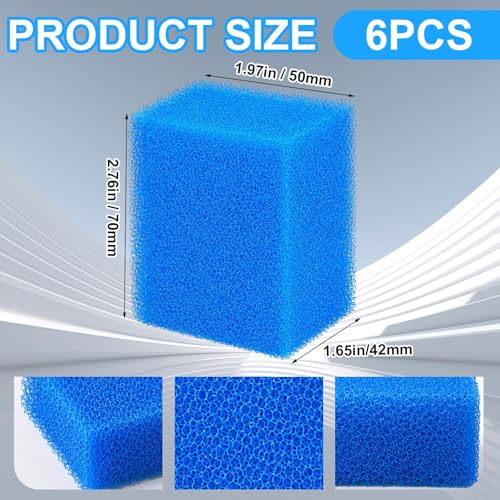 Image of Threlaco 6 Pack Foam Filters Compatible with AquaClear 20 Power Filter, Aquarium Foam Insert, Replacement Sponge Pads for Use in Freshwater & Saltwater Aquarium
