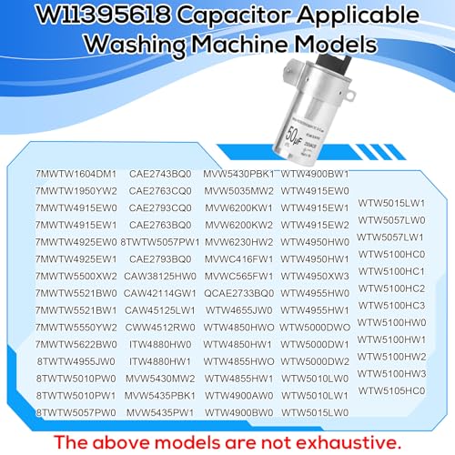 BTFO Upgrade W11395618 W11162560 W10866250 Waschmaschinenmotor-Anlaufkondensator, Ersetzt W10625046 WPW10625046 W10843769 W11158831 for Whirlpool & Maytag