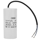 CBB60 Run Capacitor 250V AC 120uF 50/60Hz with Wire Run Round Capacitor for Motor Air Compressor, Air Conditioners, Compressors and Motors