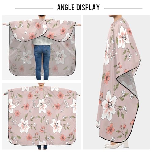 Capa de peluquería profesional impermeable con cierre ajustable a presión para corte y peinado del cabello floral delicado miniatura 5