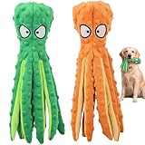 HGB Squeaky Dog Toys - Octopus No Stuffing Crinkle Plush Large Dog Toys to Keep Them Busy for Puppy Teething Chewing, Pet Supplies for Small, Medium, and Large Breeds, 2 Pack