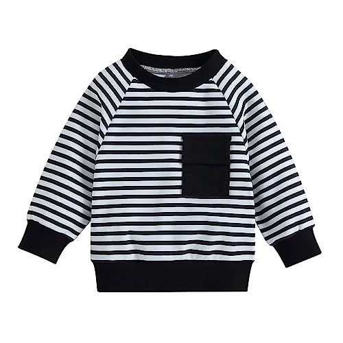 Kids Sweatshirts Soft Cotton Warm Crewneck Stripes Long Sleeve Pullover Sweatshirts For Boys Or Girls Zip Up Hoodie