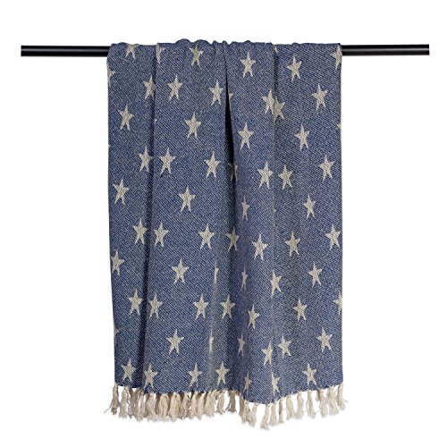 Dii 4Th Of July Patriotic Throw Blanket With Decorative Tassles, Use For Chair, Couch, Bed, Picnic, Camping, Beach, & Just Staying Cozy At Home (50 X 60), Star Nautical Blue #TOP2