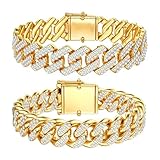 TEN MIRO 16K Chunky Gold Plated Bracelets for Women,Gold Tennis Bracelets for Women Non Tarnish Cuban Chain stack Layered Link Bracelet Set Fashion Jewelry gift