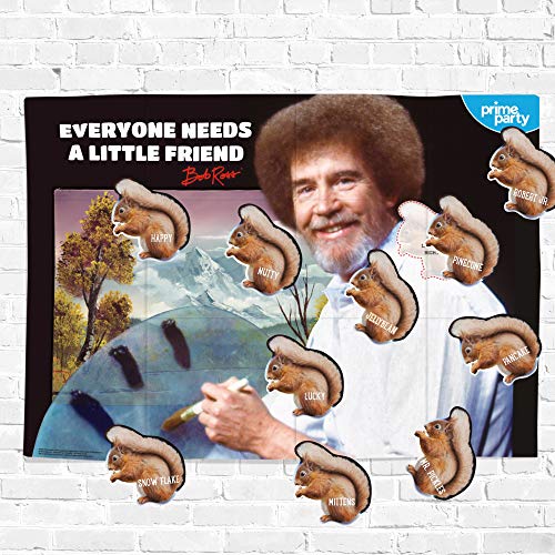 Bob Ross Pin The Squirrel Party Game Themed Activity - All Occasions - 12 Players