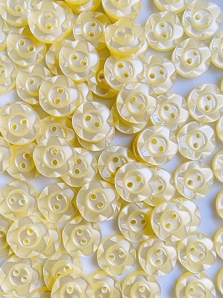 Pack of 50 Fruit Gum Baby Buttons - 11mm, 14mm, 17mm - Assorted Pink Blue Lemon Mint White Lilac Peach Cream - Simply Sew Crafty™ (Lemon, 14mm)