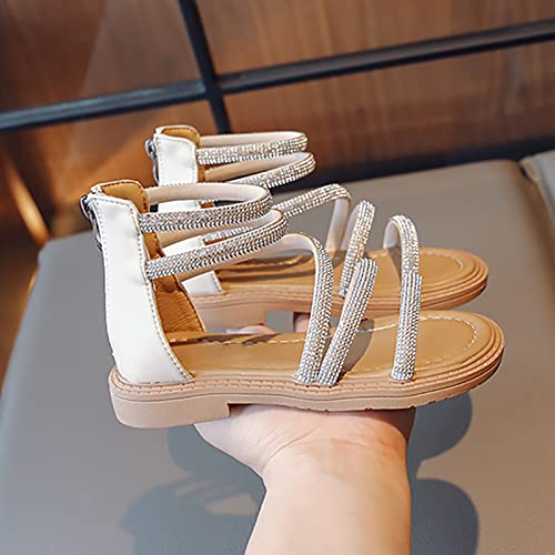 Children's Girls Sandals Rubber Soft Bottom Rhinestone Shoes with Zipper Princess Shoes Roman Sandals Kid Water4