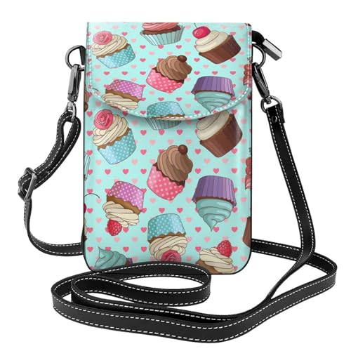 Petit sac bandoulière cupcake en cuir PU avec porte-cartes pour femme