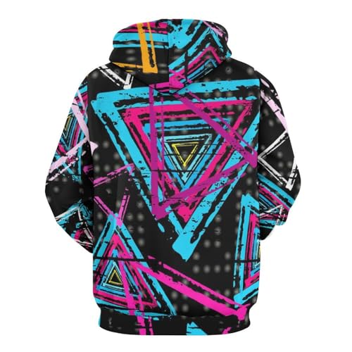 Sweatshirt pull UMENG au motif triangle de couleurs géométrique unique - 3