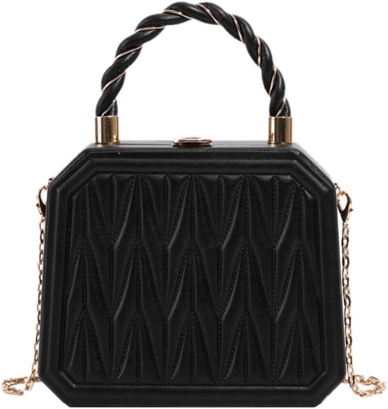 PU Leather Small Square Box Clutch Top Handle Crossbody Shoulder Purse Party Evening Bag for Women | PU Leather, Small, Square, Top Handle, Party