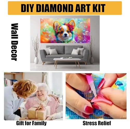 Diamond Painting Fleur Chien 5D de 50x100cm avec Kit de Broderie complet - 7