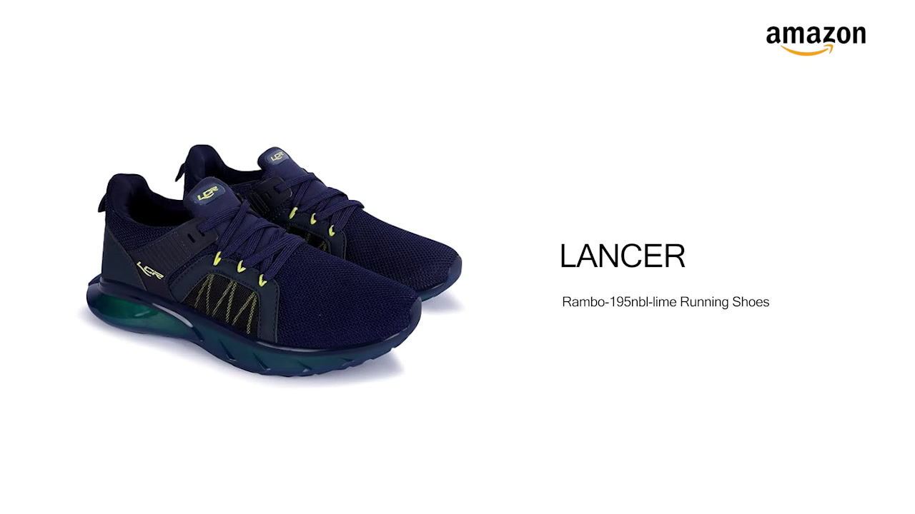Buy Lancer Mens RAMBO-195NBL-LIME Navy Lime Running Shoe, 8 at