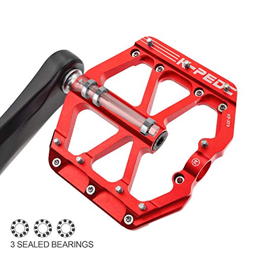 K Pedc Mtb Mountain Bike Pedal Platform Flat Bicycle Pedals Aluminum Alloy Non-Slip 9/16" Metal Bike Pedals With 3 Bearings For Road, Bmx #TOP7