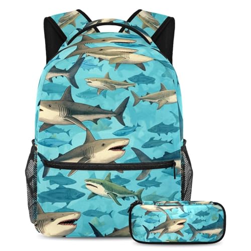 Sac à dos grand format requin mer pour la rentrée scolaire des garçons et filles