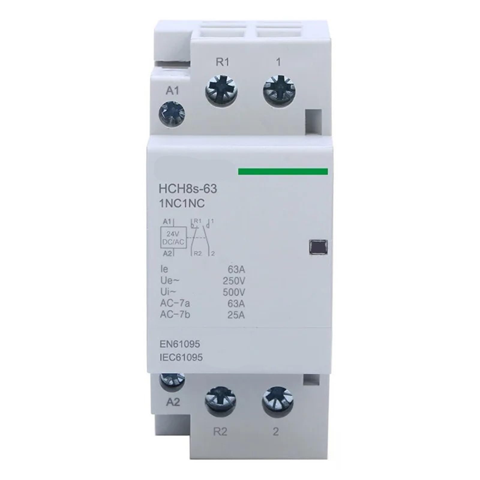 PIHWGUVD HCH8s-63 Household AC Contactor 2P 40A 63A 2NO 2NC 1NO1NC DC24V AC110V AC220V Automatic Din Rail Type 50Hz 60Hz(2p 63a 1no1nc Dc24v)