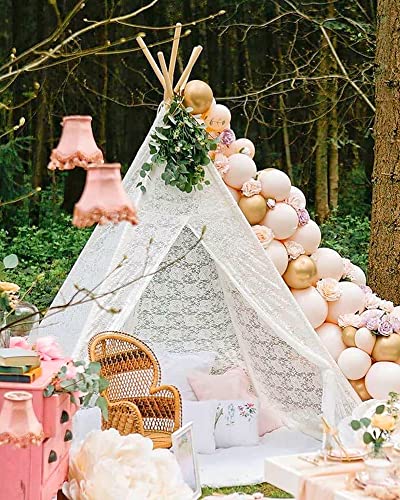 Tiny Land Teepee Tent For Adults, Lace Teepee For Kids With Carry Bag, 87" H - 5 Sides Huge Teepee Indoor Tent, Adult Teepee Tent Outdoor Wedding Teepee, 80" X 80" X 87", Picnic Tent, Beach Tent #TOP2