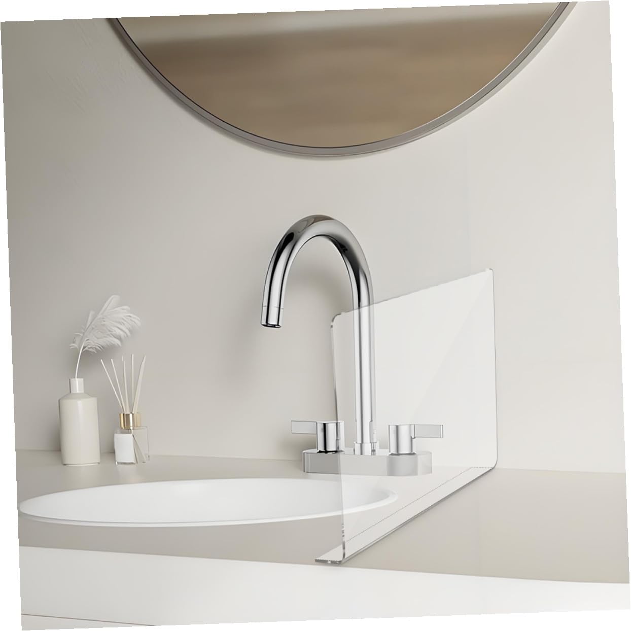 Mobestech Protector Antisalpicaduras y Diseño Minimalista Fregadero de Acrílico Rectangular Barrera Antisalpicaduras Fácil de Limpiar para Cocina para Lavabo y Baño