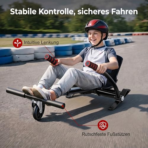 Asiento hoverboard ergonomico y ajustable con palancas de control de karting estable 7