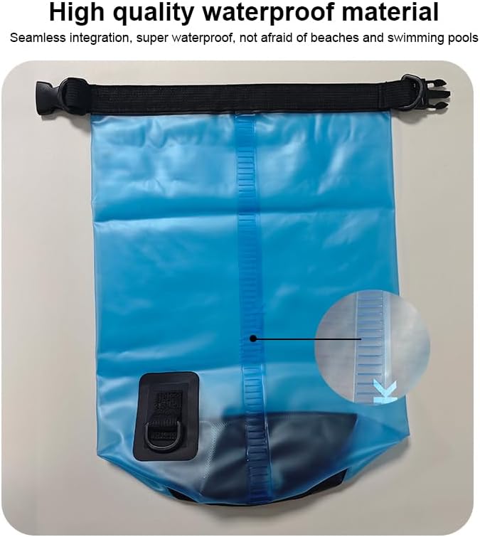 Miniatura 5 de Bolsa seca impermeable de 5L para mujeres y hombres, mochila portátil enrollable con correa ajustable para el hombro para viajar, nadar, kayak,