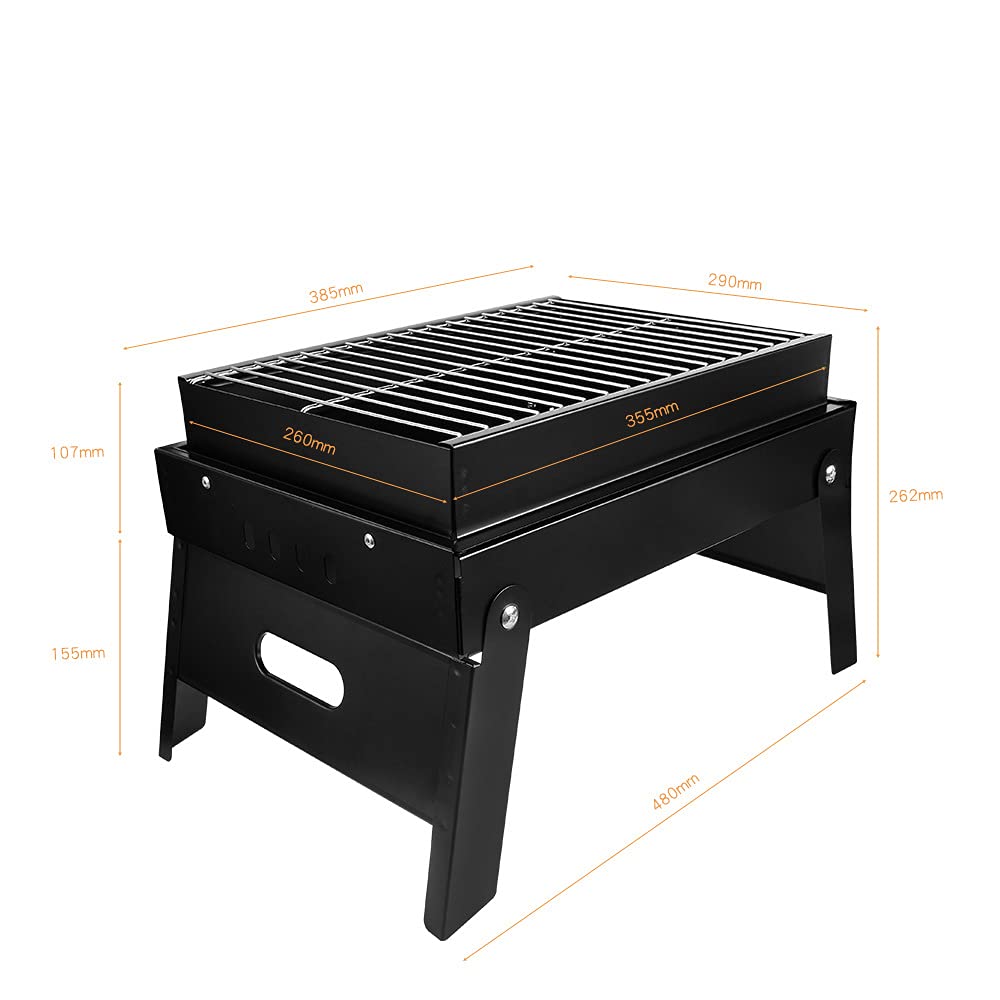 Grill, Grill węglowy, Przenośny składany grill, Blat biurka Zewnętrzny grill ze stali nierdzewnej, 38,5 x 29 x 26,2 cm, na kemping, ogród, zabawa w gotowanie