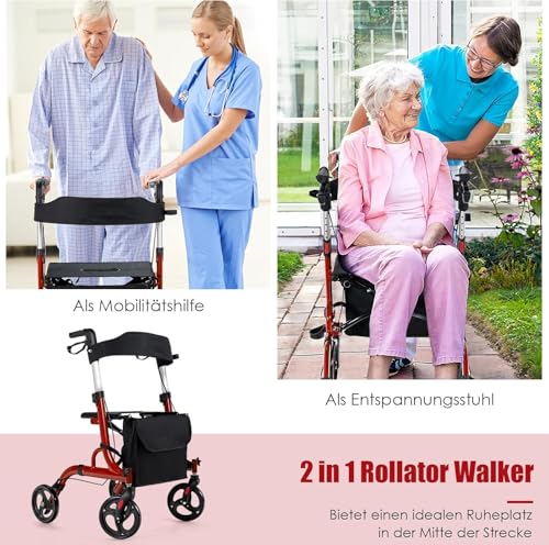 Déambulateur pliable léger transportable : aide à la marche hauteur réglable