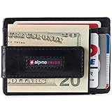 Alpine Swiss Harper Mens RFID Slim Front Pocket Wallet Magnetic Money Clip ID Card Holder Leather Black