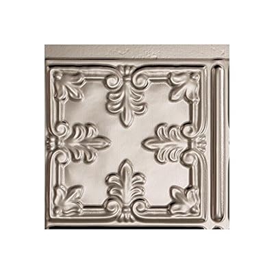 FASÄDE Traditional Style/Pattern 10 Decorative Vinyl Backsplash Panel in Brushed Nickel (6X6 Inch Sample)