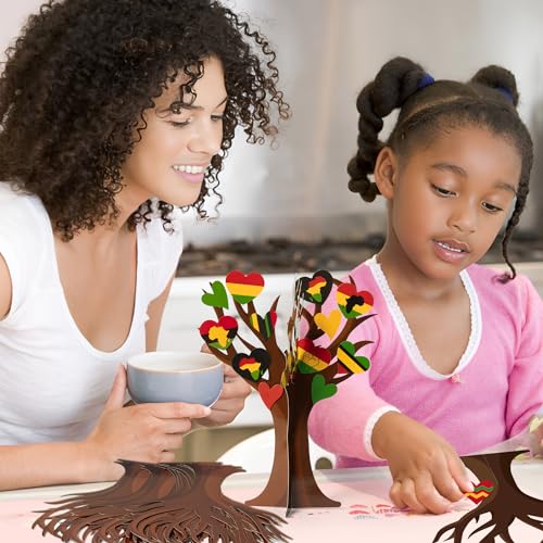 Árbol de corazón afroamericano de fieltro kit DIY con piezas autoadhesivas de Juneteenth 5