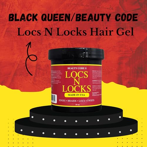 Black Queen Beauty Code® Loc Gel for Retwist – Extreme Hold for Locs, Twists, and 4C Hair – Flake-Free, No White Residue – Unscented, Handmade in USA – 15 oz