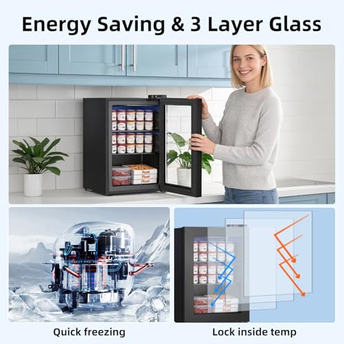 Image of Antarctic Star 65L Upright Ice Cream Storage Unit, Compact Vertical Design with Mechanical Temperature Control(-10F to -18F), Medium Capacity for Home /Office /Dormitory Use, 115V /60Hz
