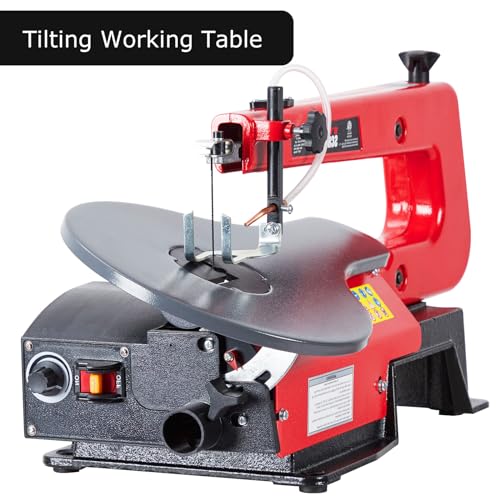 16-Inch Variable Speed Scroll Saw With Extra-Large Adjustable Tilting Work Table - Perfect for Woodworking