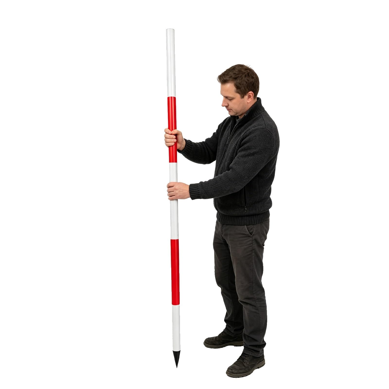 Wlcgyd One Color Lightweight Survey Rod, Lineman Survey Stick For Site Survey Construction Marking Engineering Measuring Work, Red And White Surveying Range Pole Tower Ruler(5M/16.4Ft)