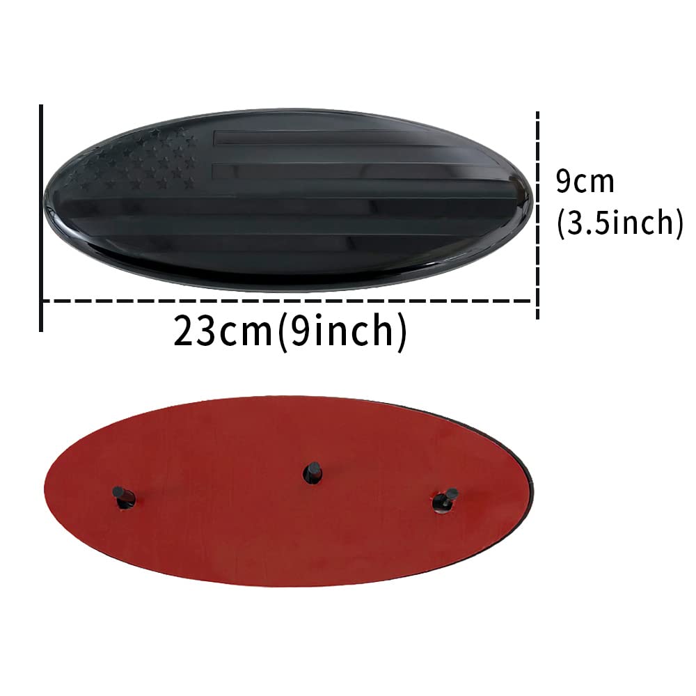 KUNIO 1 pezzo bandiera americana per griglia anteriore posteriore del portellone posteriore, logo adatto per Ford F150 F250 F350 Edge Ranger Explorer, badge con logo 23 cm, colore nero