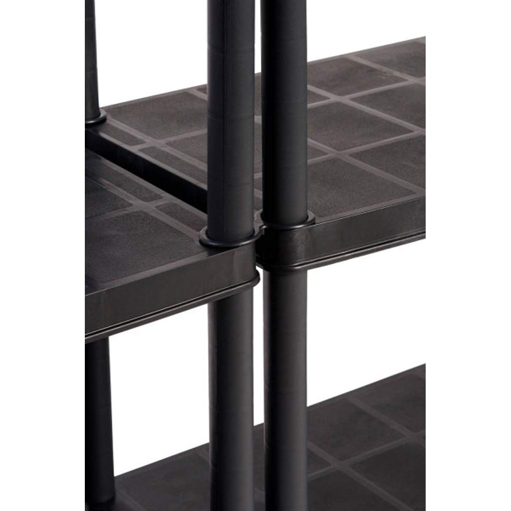 Kreher Steckregal aus Kunststoff, Lagerregal 5 Böden, Schwarz. 150 kg Traglast. 71 x 38 x 171 cm. TÜV Rheinland
