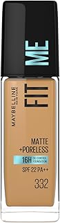 Maybelline New York Fit Me Matte + Poreless Liquid Foundation, pore minimising, lightweight formula suitable for daily us...