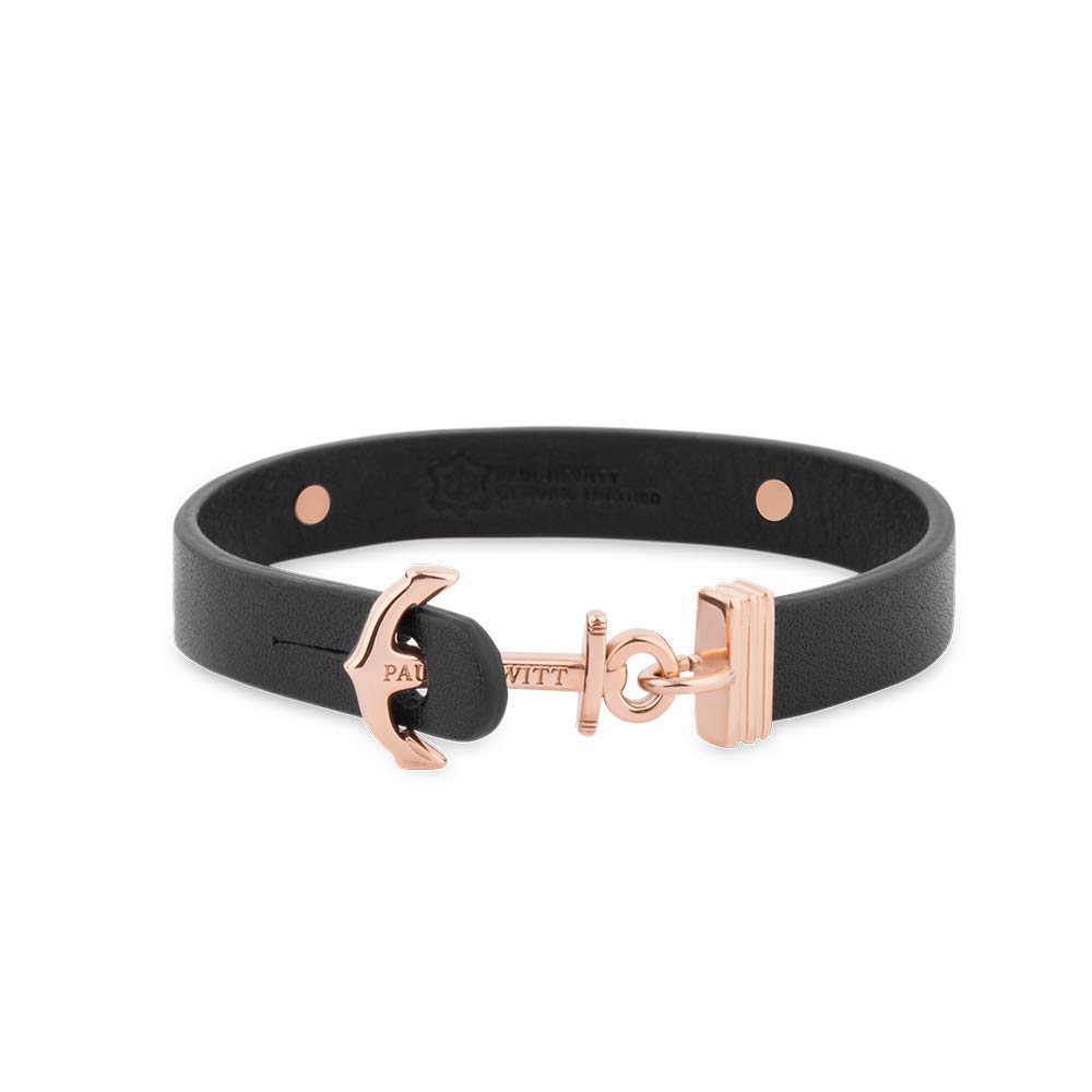 PAUL HEWITT Anker Armband Signum Koordinaten - Armband Leder Damen mit Anker Schmuck aus IP-Edelstahl