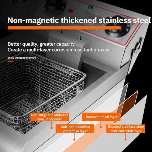 Kommerzielle Fritteuse, elektrische Fritteuse, kommerzielle Fritteuse für die Arbeitsplatte, Doppeltankkörbe, Pommes Frites aus Edelstahl mit Temperatur-Timer-Regler/Ablauf/separatem Schalter für Re – Bild 6