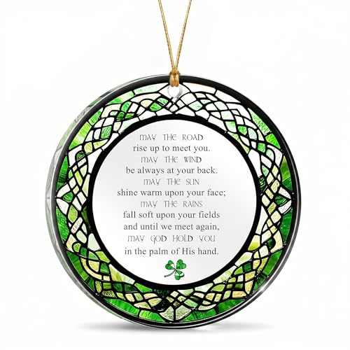 Irish Blessing Acrylic Window Hanging Shamrock Celtic Knot Suncatcher Ornament Inspirational Religious Wall Decor for St. Patricks Day Home Decoration Gift