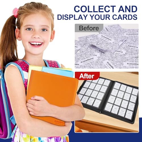 Image of Card Binder - 1024 Capacity, Zippered Trading Card Holder for MTG, Sports & Collectible Cards - Acid-Free, Durable & Travel-Friendly Storage (Orange dots, 16 Pocket)