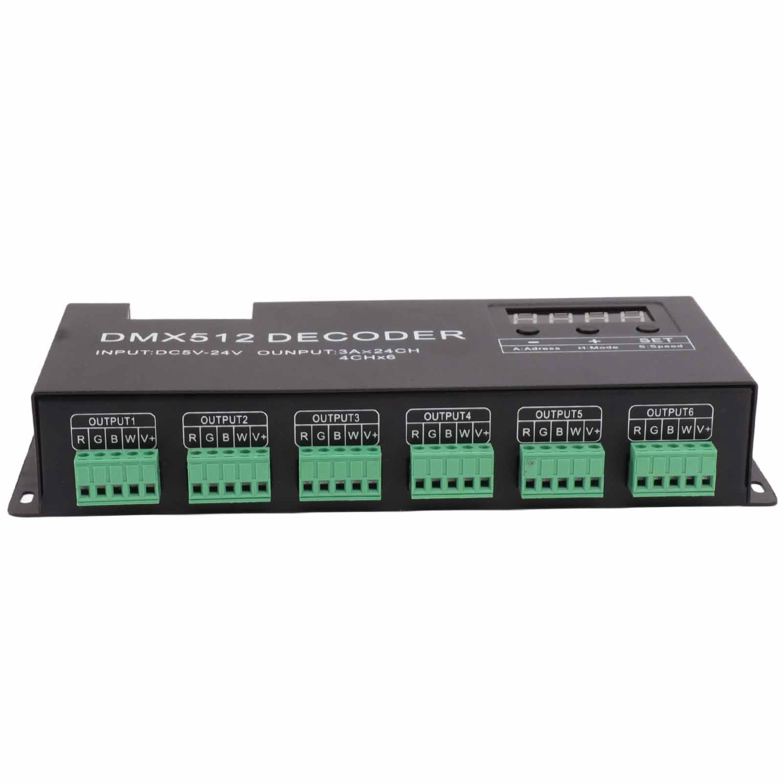 Controlador de intensidad RGBW DMX512, 24 canales DMX decodificador RGBW DMX512, controlador LED para escenario DC5V-24V, dispositivos de grabación de estudio