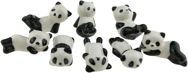 Winterworm 8pcs/lot Super Cute Black And White Ceramic Panda Chopsticks Stand Rest Rack Porcelain Spoon Fork Knife Holder Rack For Home Decoration