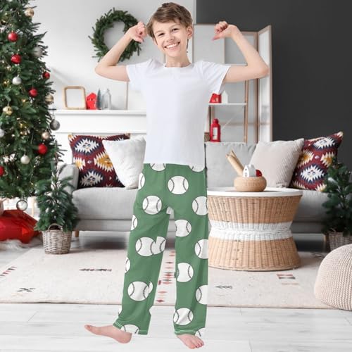Boy's Pants Baseballs Jogger Pants Elastic Waist Long Bottoms Trousers with Pockets 6-14 Years2