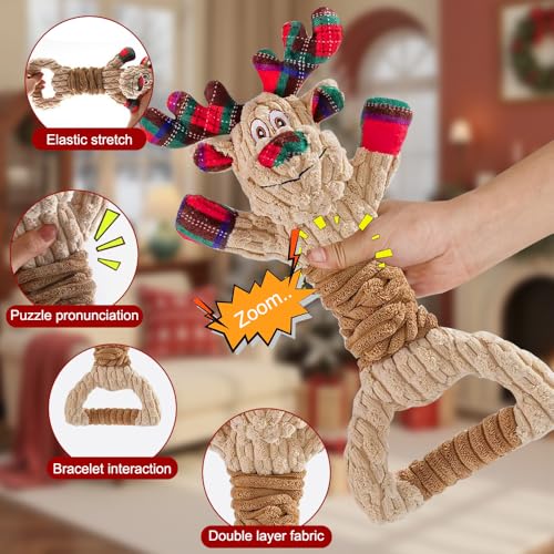 WDKXCN Hundespielzeug Unzerstörbar, 35CM Weihnachten Plüsch Spielzeug Hund, Hundespielzeug Welpen, Spielzeugs für Hunde, Plüsch Hunde Spielzeugs, Hundespielzeugs Quietschend für Kleine Große Hunde