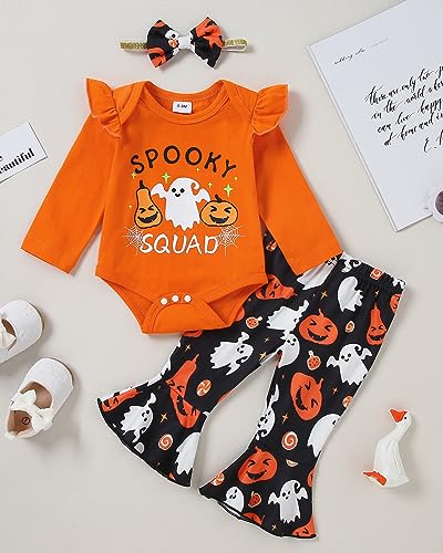 Image of DISAUR Baby Girls Clothes Newborn Infant Baby Girls Outfit Long Sleeve Ruffle Romper Floral Pants Headband Sets 0-18 Months