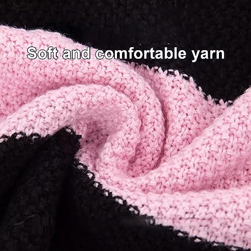 Black and Pink Striped Sweater, Trendy Lapel Tie Sweater, Vintage Top2