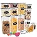 Jim's Store Boite de Rangement Cuisine Lot de 12 Pcs, Contenants Céréales Hermétiques, Bocaux Hermetiques Alimentaires en Plastique Scellée avec Couvercle, pour Stocker les Cereales, Farine, Pâtes