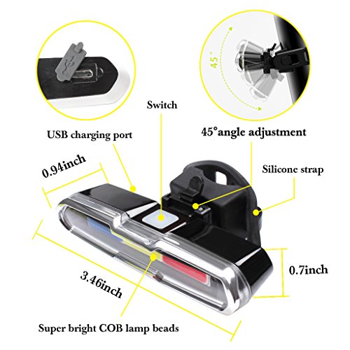 Eforcar Bike Tail Light,Usb Rechargeable Led Bicycle Rear Light With 3 Colors Light And 6 Lighting Modes Multipurpose Ultra Bright Waterproof Bike Warning Light For Riding #TOP2