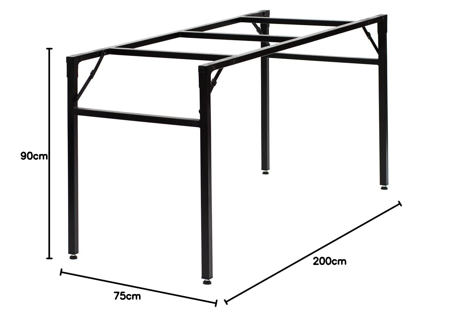 Stabil selbsttragend Tischgestell 160x60 cm, für Bankett-Tisch, Esstisch, Partytisch; höhe: 73cm; für Tische bis 200x90x75 cm; Metallprofil, pulverbeschichtet (1; 160x60 cm), Schwarz