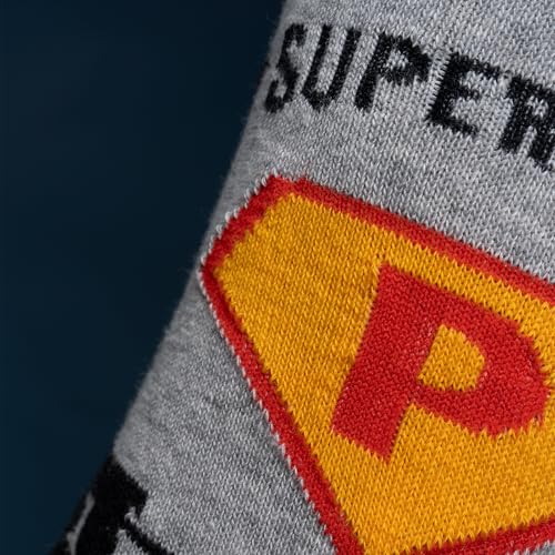 soxo Super Papa Calcetines Hombre Divertidos Algodon Regalos Originales Regalo Padre 40-45 Calcetines + Taza + llavero